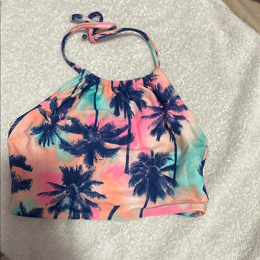 Old Navy Kids Swim Top - Pink and Blue Palm Print